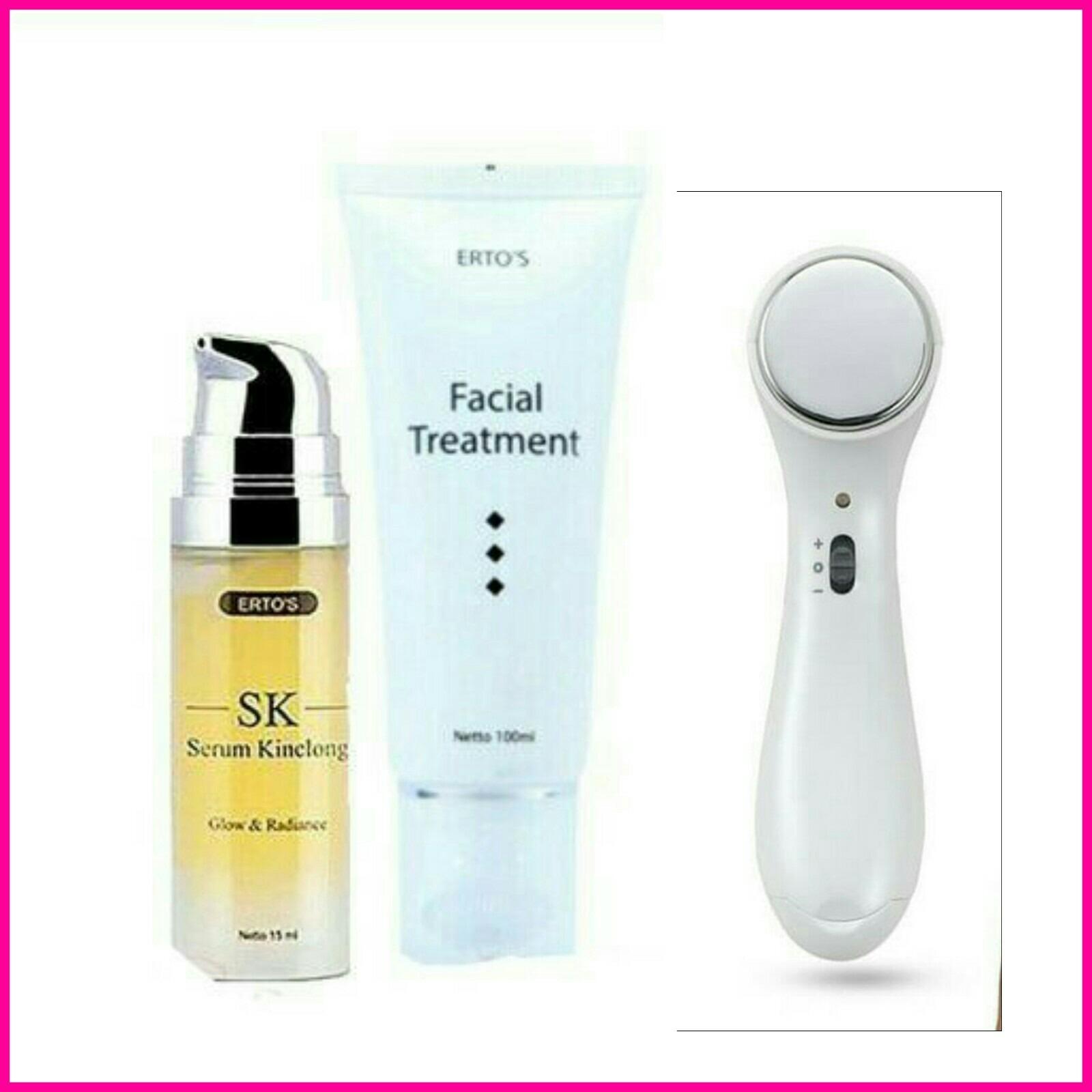 Paket ertos serum kinclong, facial treatment & ion face massager