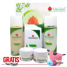 Paket Theraskin Oily Whitening Original 100% + Compact Powder / Bedak Theraskin / Theraskin Isi 5 + Gratis Pouch Kosmetik
