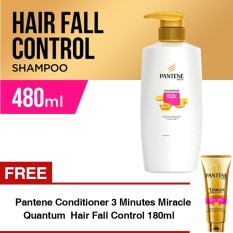 Pantene Shampoo Hair Fall Control 480ml FREE Pantene Conditioner 3 Minutes Miracle Quantum Hair Fall Control 180ml