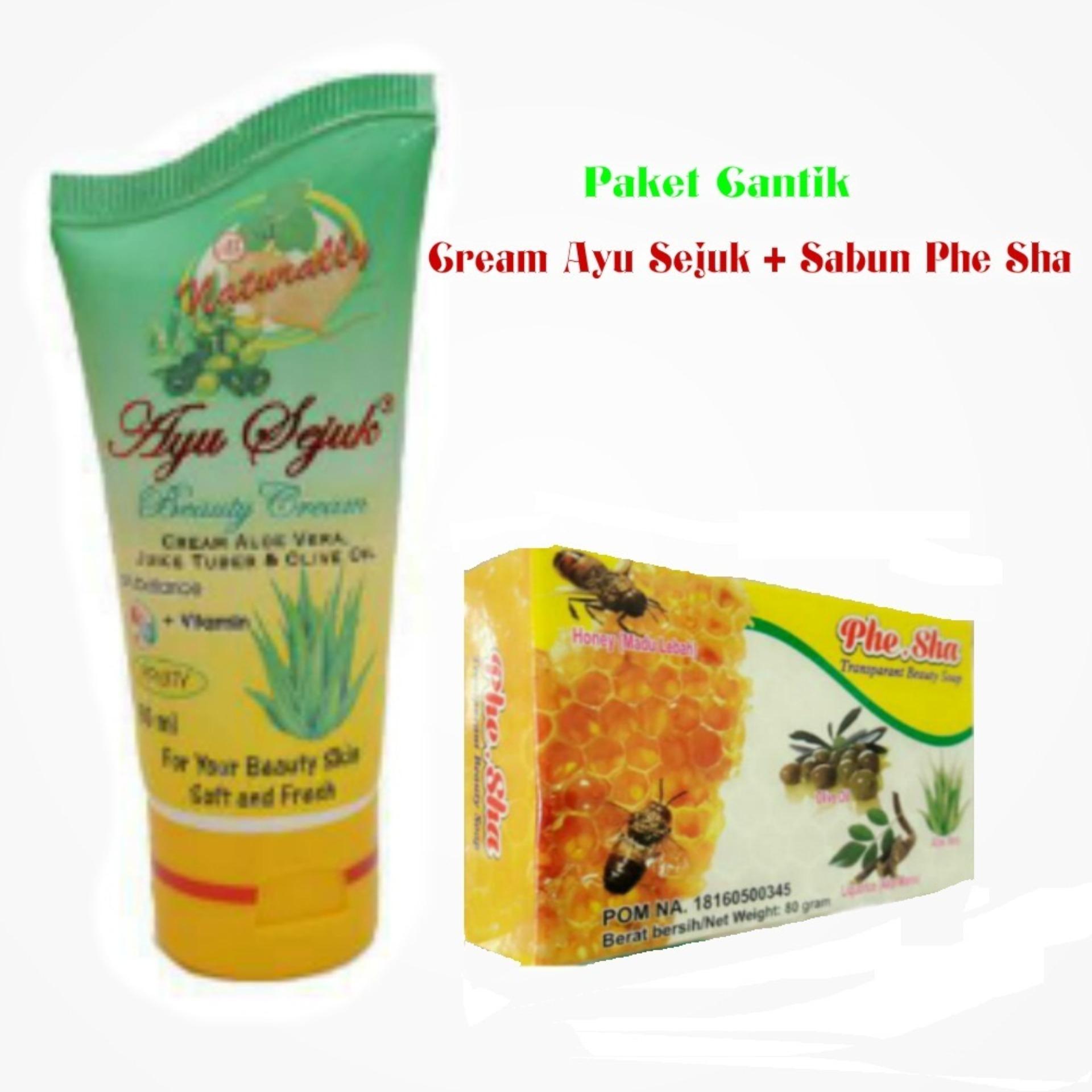 Pemutih Wajah Alami 100% Alami Memutihkan Wajah Cepat dan Ampuh Bisa Buat Pemutih Badan Paket 1 Sabun Phe Sha + 1 Botol Cream Ayu Sejuk