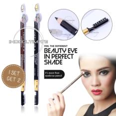 Pensil Alis & Sikat Alis 2 in 1 Black & Brown IMPLORA / Pencil & Brush / Drawing Eye Brow IMPLORA Set PA-02 BPOM - Black&Brown