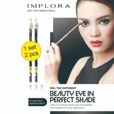 Pensil Alis ,serutan & Sikat Alis / Drawing Eye Brow IMPLORA 2 PCS (Black & Brown) BPOM