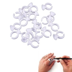 Pigmen 20 Pcs Sekali Pakai Ekstensi Bulu Mata Cincin Lem Tato dan Pemegang ABS Plastik Kualitas Tinggi Alat Make Up-Intl