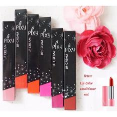 Pixy Lip Cream 1 paket 6 warna = 6 btl + free 1 btg Pixy Lip Color Conditioner Red