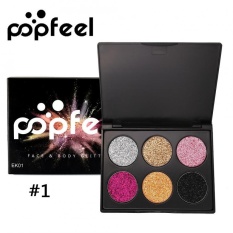POPFEEL Women 6 Colors Pressed Glitter Eyeshadow Palette Beauty Cosmetics Makeup Set (EK01) - intl