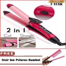 Catokan Rambut 7STAR - Catokan Rambut Nova Catok Mini 2 IN 1 NHC 2009 Keriting Dan Pelurus Rambut Top Quality - Pink + FREE Sisir Ion Pelurus Rambut