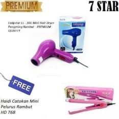 Hair Dryer Mini 7STAR - Hair Dryer Ladystar Ls 206 Dryer Pengering Rambut + FREE Haidi Catok Mini Pelurus Rambut