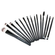 Pro Makeup Alat Kosmetik Brush Set Foundation Eye Shadow Alis Kuas Bibir 15 Pcs Set (Hitam)-Intl