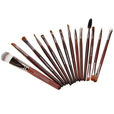 Pro Makeup Alat Kosmetik Brush Set Foundation Eye Shadow Alis Kuas Bibir 15 Pcs Set (Merah)-Intl