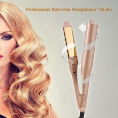 Profesional Aman Digital Electric Modis Keramik PTC TitaniumPlate Flat Pelurus Rambut Curler 2-In-1 Straightening Curl- INTL