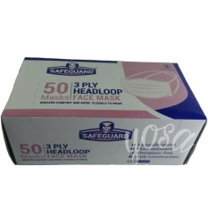 SAFEGUARD Masker 3 Ply 50's Headloop - Masker Hijab, Masker Debu, Kualitas Sensi Mask