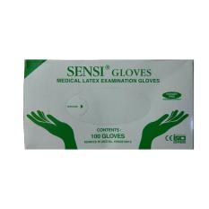 SENSI GLOVES Medical Latex Examination Gloves 100 Size M -Powder Free