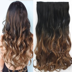 Shakalaka 24” 60Cm Wavy Curly Clip In 5 Clips Ombre Hair Extensionshairpiece Synthetic Hair Color (1B/27) - intl