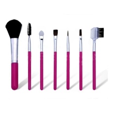 Shakalaka Waqiong 7 Pcs Profesional Makeup Brushes Superfine Fiber Rambut Eye Brushes Portable Soft Termasuk Foundation Makeup Look (Alis, Cheek, Pewarna Mata, Bulu Mata, Bibir, Eyeliner, Eye Shadow Stick) Merah Muda-Intl
