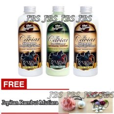 Shampoo Caviar - Paket 2 shampo Dan 1 Kondisioner Caviar + Jepitan Rambut Mutiara