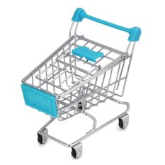 Siehr Mini Shopping Cart Kids Toy Creative Desktop Rak Puff Rak Botol Makeup Tempat Spons (biru Muda)-Intl