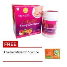 Sinensa Beauty Slim Herbal Obat Herbal Pelangsing Herbal Alami Sekaligus Suplemen Pemutih - isi 50 Capsule Free 1 Sachet Makarizo Shampo