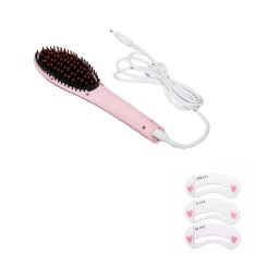 Sisir Fast Hair Straightener Catok Sisir Pelurus Rambut HQT-906 - Pink Bundling Cetakan alis 3 Pcs