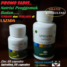 SPESIAL PROMO SADIS penggemuk badan TERBAIK dan TERLARIS di LAZADA zinc 60 capsules+ spirulina 50 capsules