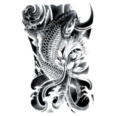 Tato Sticker Sketch Black Golden Fish Drawing Design Cool Temporary Tatto