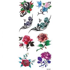 Pink Red Purple Flower Tato Design Temporary Body Tattoo Stiker