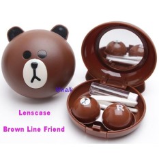 Tempat SoftLens / Lenscase - Brown Line Friend - 1 Pc
