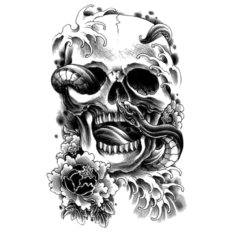 Temporary Tatto Stiker Skeleton Snake Flower