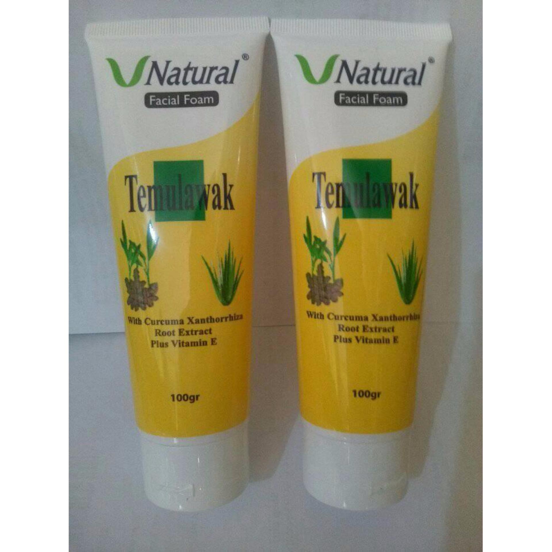 Temulawak facial foam V Natural - Sabun Wajah - 100ml 2 Pcs  
