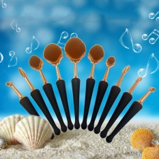 Harga Terendah Kecantikan Siap Stok Lonjong Scallop Sikat Gigi Bentuk Foundation Brushes Perlengkapan ABS Emas/Perak Beauty Alat internasional