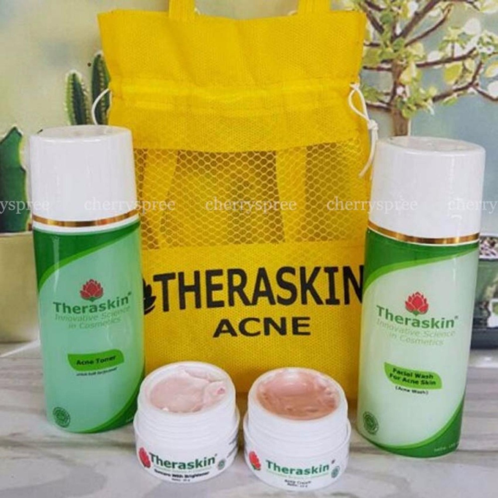 Theraskin Original  BPOM Set Paket Perawatan Kulit Berjerawat Acne Suncare Brightener Acne Cream Facial Wash Toner Acne 