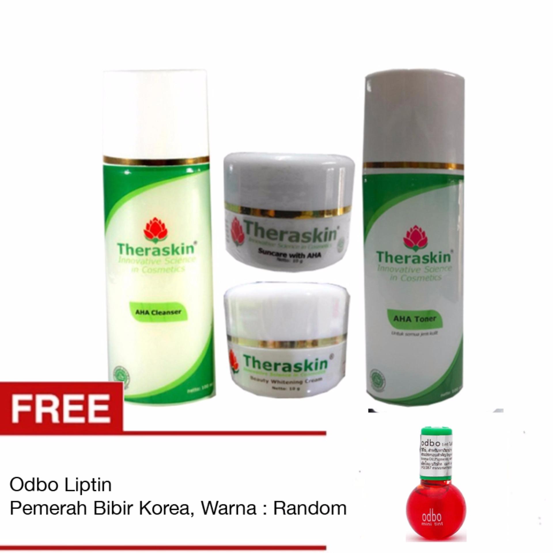 Theraskin Paket Glowing Paket Cream Pencerah Wajah Menutrisi Kulit dan Memutihkan Original Free Odbo Lip Tint Original - 4 Item