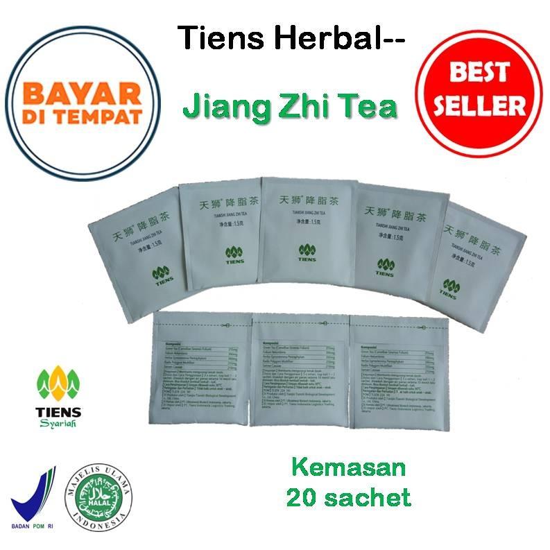 Tiens Herbal-- Jiang Zhi Tea / Teh Hijau / Teh Pelangsing Badan / Penghancur Lemak / Obat Kolesterol Herbal / Obat Diet Herbal / Paket Hemat 20 Sachet + GRATIS Member Card TH--