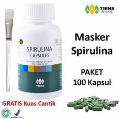 Tiens Masker Spirulina Herbal Pemutih Wajah - Paket 100 Kapsul (Gratis Kuas) FREE MEMBER TIENS HERBAL CENTER