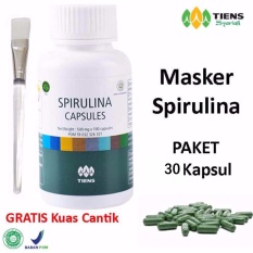Tiens Masker Spirulina Herbal Pemutih Wajah - Paket 30 Kapsul + Free Kuas Cantik - 1 Pcs