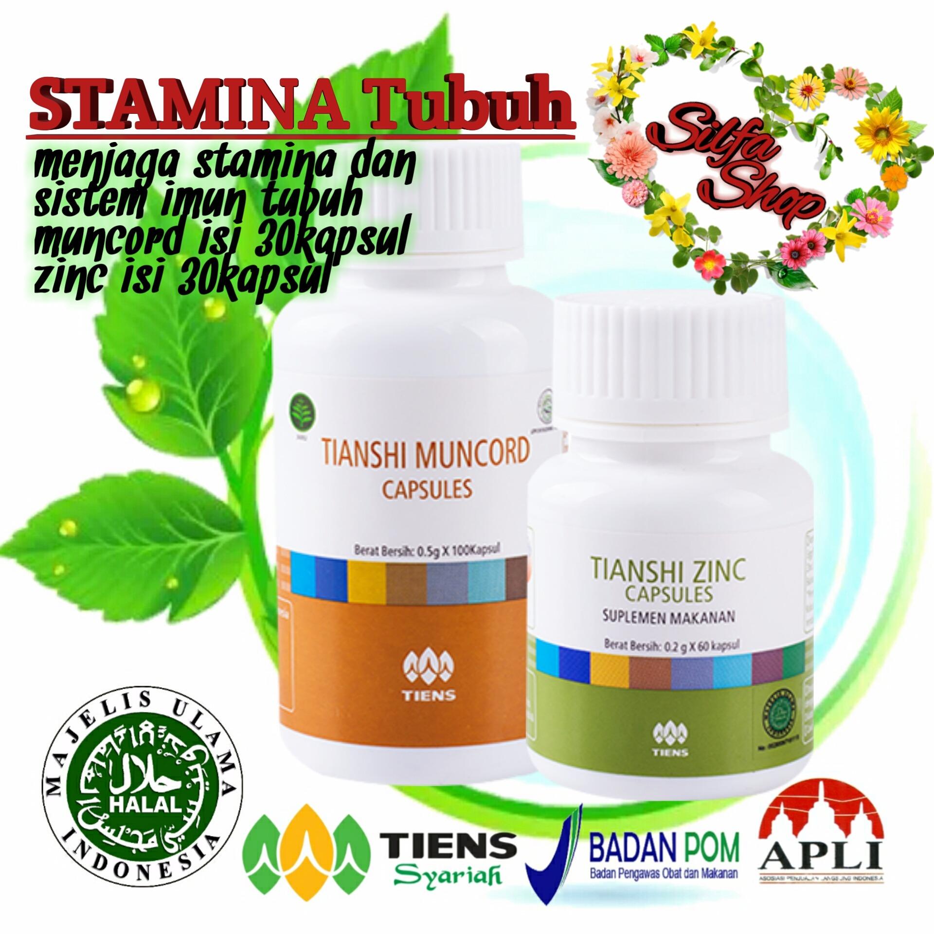 tiens penambah stamina dan imun bagi tubuh herbal alami - muncord isi 30kapsul dan zinc 30kapsul by silfa shop #paketECER