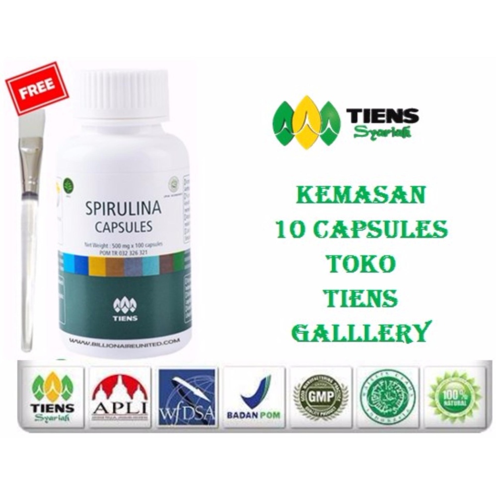 Tiens Spirulina Masker Pemutih Wajah Alami no 1 di LAZADA PROMO Gratis Kuas Cantik Paket 10 capsul