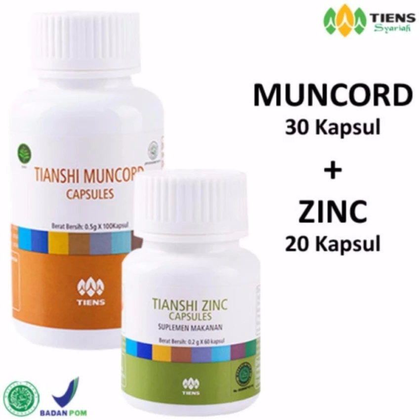 Tiens Stamina Pria Dan Wanita Paket Zinc 20 Kapsul + Muncord 30 Kapsul + Free Member card & Gift by TIENS PLUS