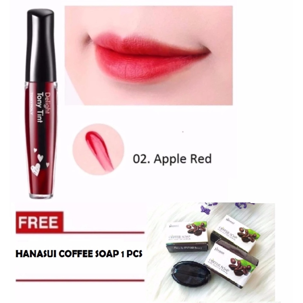 Tony Moly Delight Original Tony Tint #02 Apple Red - 1 Buah + Gratis HANASUI COFFEE SOAP 1 Buah  