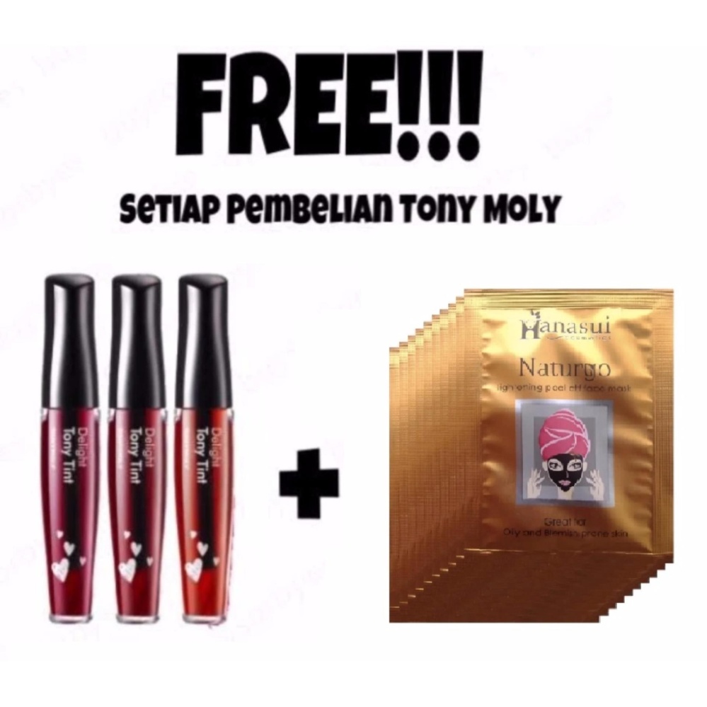 Tony Moly Delight Tony Tint No. 2 Apple Red + Hanasui Naturgo BPOM - Masker Lumpur - 100% Original - 10 Sachet Tony Moly Delight Tony Tint No. 2 Apple Red + Hanasui Naturgo BPOM - Masker Lumpur - 100% Original - 10 Sachet