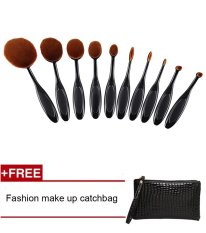 Fashion Penjualan Teratas 10 Pcs/set Sikat Gigi Bentuk Oval Krim Puff Makeup Set Kit Pro Foundation Powder Blusher Eye Shadow Eyeliner SIKAT Alat Kecantikan-Intl
