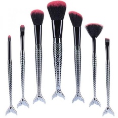 Ttrwin 7 Pcs Modis Mermaid Riasan Brushes Set Alis Eyeliner Tersipu Malu Alas Bedak Padat Alat Kosmetik-Internasional
