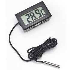 Universal Digital Thermometer with Probe for Aquarium Length 1m - Black