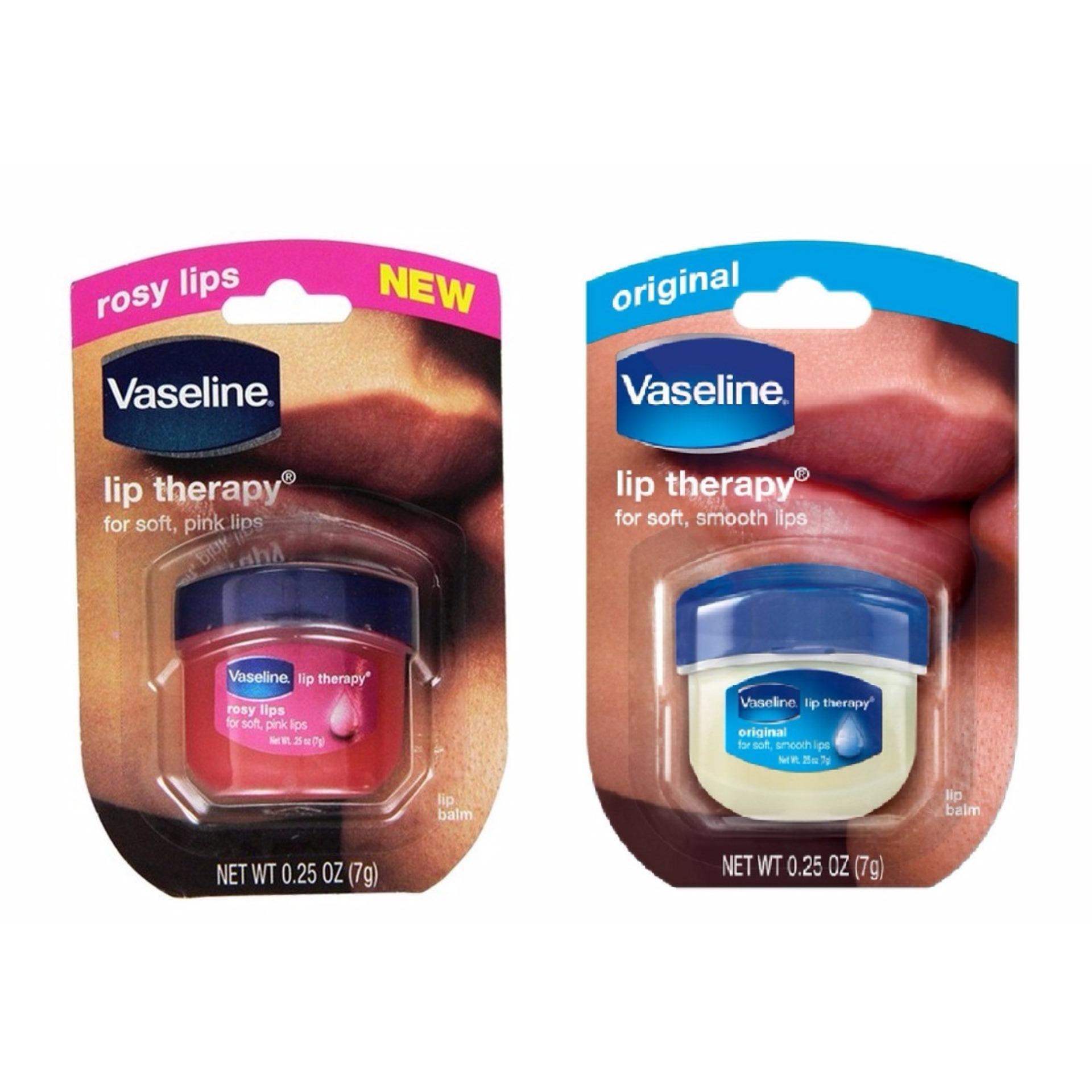 Vaseline Mini Lip Therapy USA Pocket Size & Rosy Lips & Original - 2 Pcs