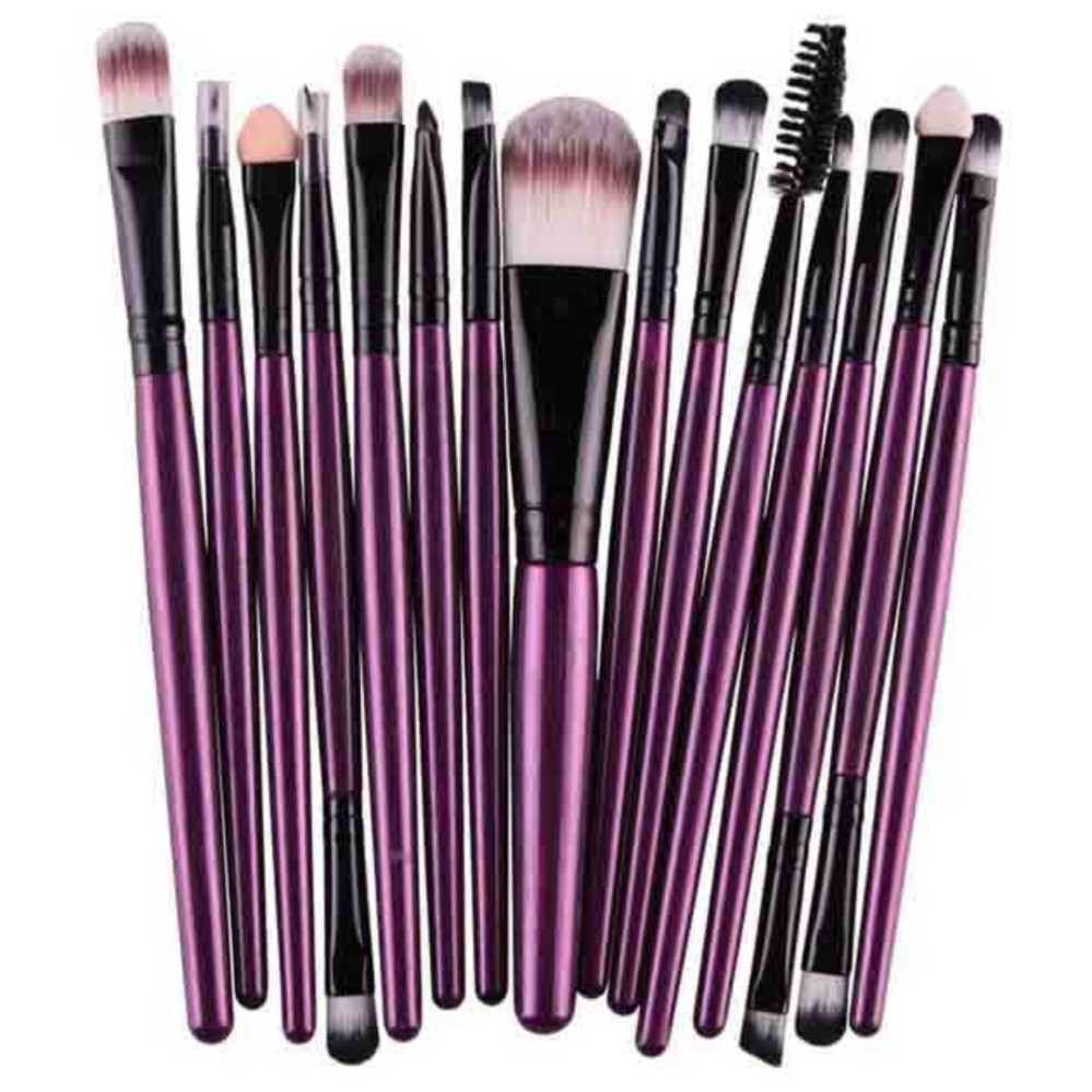 Vienna Linz Kuas Make Up 15 Pc MakeUp Set Toiletry Soft Brush Brushes Beauty Accessories s5763 - Ungu Vienna Linz Kuas Make Up 15 Pc MakeUp Set Toiletry Soft Brush Brushes Beauty Accessories s5763 - Ungu