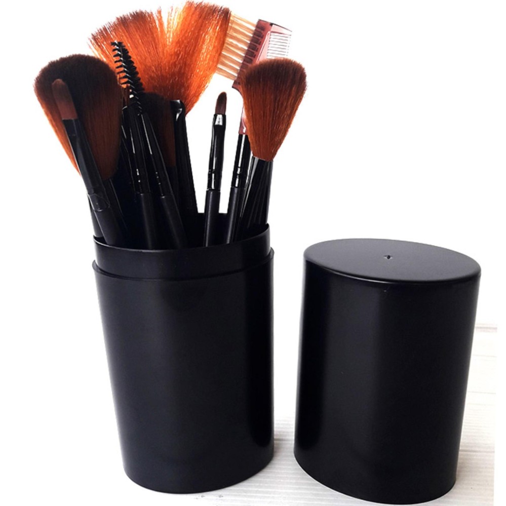 Vienna Linz Kuas Make Up Cosmetic Brush Professional 12 Pcs with Round Case Tube Makeup Set Kit Tool Brushes Super Soft Pouch Bag - Hitam Vienna Linz Kuas Make Up Cosmetic Brush Professional 12 Pcs with Round Case Tube Makeup Set Kit Tool Brushes Super Soft Pouch Bag - Hitam