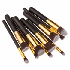 Vienna Linz Kuas Make Up Cosmetic Brush Professional 10 Pcs Makeup Set Kit Tool Brushes Super Soft Pouch Peralatan Kecantikan Wanita Profesional Bulu Halus Lembut Tidak Cepat Rontok Lengkap Beauty Face - Hitam