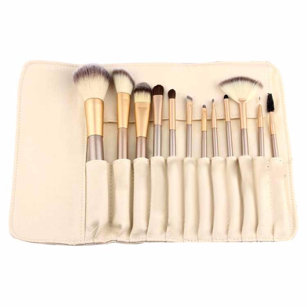 Vienna Linz Kuas Make Up Persia 12 pcs dengan Dompet Professional Cosmetic Brush - Gold