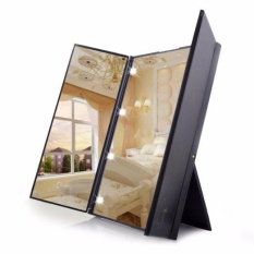 Vishine Mall-Kecantikan Ready Stock Vanity Folding Portable Travel Illuminated Make Up Cermin Desktop W/8 LED Light -Intl