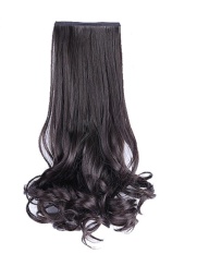 Wanita Klip Di Curly Wave Ekstensi Rambut Wig Ponytail Hairpieces 48 Cm Hitam-Intl