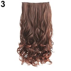 Wanita Klip Di Rambut Ekstensi Rambut Keriting Panjang Bergelombang 5 Klip Sintetis Wig 60 Cm (Hitam)-Intl
